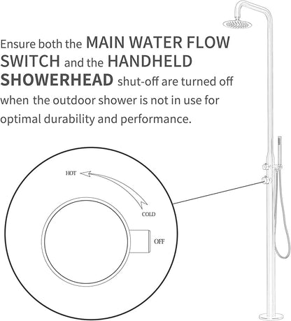 HEATGENE Outdoor Shower with Body Jets and Handheld Shower Head for Outside/Poolside/Patio Drench Shower, Outdoor Shower System, Brushed