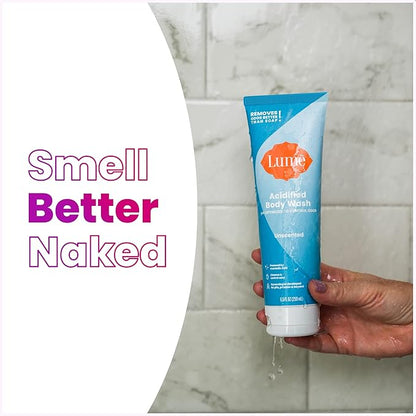 Lume Acidified Body Wash - 24 Hour Odor Control - Removes Odor Better than Soap - Moisturizing Formula - Formulated Without SLS or Parabens - OB/GYN Developed - 8.5 ounce (Pack of 2) (Unscented)