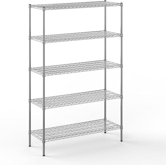 18" Deep x 48" Wide x 74" Height Wire Shelving Kit | 5-Tier | NSF Commercial Storage Rack Unit