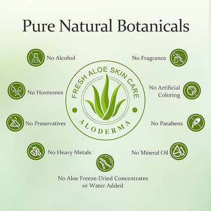 Aloderma Organic Aloe Vera Gel for Body Made within 12 Hours of Harvest, 96% Pure Aloe Vera Gel for Skin, Scalp, & Hair, Soothing Aloe Face Moisturizer, Multipurpose, Hydrating Aloe Gel, 7oz, 6 Pack