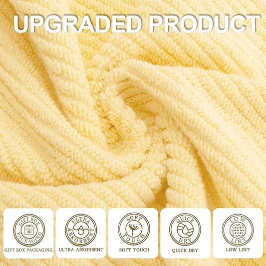 VOOVA & MOVAS Washcloths 6 Pack, 13"x13" - 100% Cotton | Lightweight | Thick | Quick Dry | Soft | Absorbent, Fluffy Hand Towels, Hotel Wash Cloths for Bathroom, Towel Gift Set, Yellow