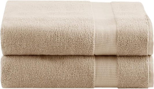 Comfort Spaces Turkish Bath Sheet Set 35x70 Oversized of 2 Piece Large Bath Towels Beach Towel 100% Turkish Cotton Towel Set for Bathroom Luxury Highly Absorbent Ultra-Soft Quick Dry Towel Beige Tan