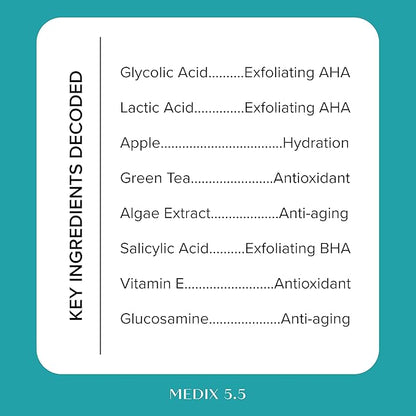 MEDIX Glycolic Acid Exfoliating Body Wash KP Bump Eraser Cleanser + 10% Glycolic Acid Serum 2PC Skin Care Set | AHA Exfoliant Body Wash + Serum Refine & Soften Dead Dry Skin, Bumps, & Wrinkles, 2PC