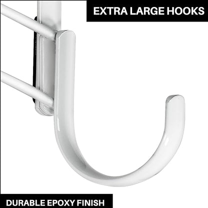 LYNK Professional® Home™ Over Door Hooks Rack - 14 Hook Over Door Hanger - Over Door Towel Rack - Hanging Towels or Clothes - Bathroom, Bedroom or Laundry Room - Lifetime Ltd. Warranty - White