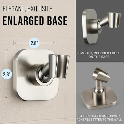 G-Promise All Metal Handheld Shower Head Holder, Adjustable Wall Mount Shower Wand Bracket, Strong Adhesive Disc Mount or Drill Installation (Brushed Nickel)