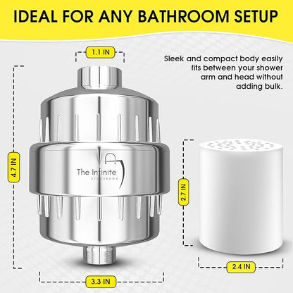 Shower Head Filter for Hard Water | 20-Stage High Output Shower Filter | Removes Chlorine and Fluoride to Help Reduce Dry Skin, Dandruff, and Hair Damage