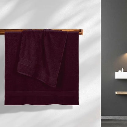BELZZI Home Ultra Soft 4 Pack Oversized Bath Towel Set 27x54, Cotton Compact Bath Towels, Highly Absorbant Eco-Friendly Quickdry & Lightweight Towel, Ideal for Gym Travel Camp Pool - Burgundy