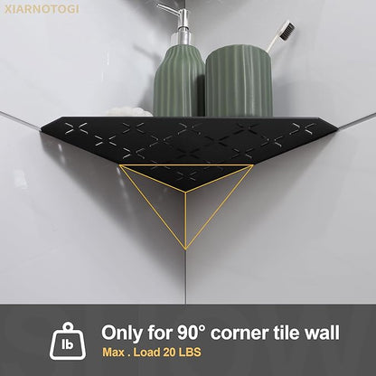 Recessed Corner Shower Shelf, 10" SUS304 Stainless Steel, Heavy Duty Shower Shelf, Grout in Bathroom Shelves for Tile Walls (2 Pack, Cross-Matte Black)