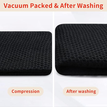 Homaxy 100% Cotton Waffle Weave Kitchen Dish Towels, Ultra Soft Absorbent Quick Drying Cleaning Towel, 13 x 28 Inches, 4-Pack, Black