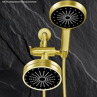 Metal Shower Arm Diverter with Handheld Mount, G1/2" 3-Way Shower Diverter Valve Bathroom Universal Showering System Replacement for Handheld Wand and Fixed Sprayer, Brushed Gold
