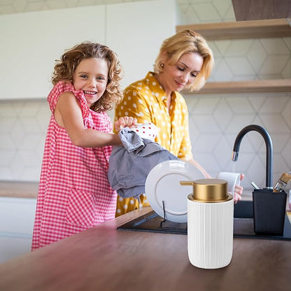 Soap Liquid Dispenser Ceramic with Easy-to-Press Pump Hand Liquid Dispenser (Can't Foam) for Shampoo Bathroom Countertop 13.5 oz