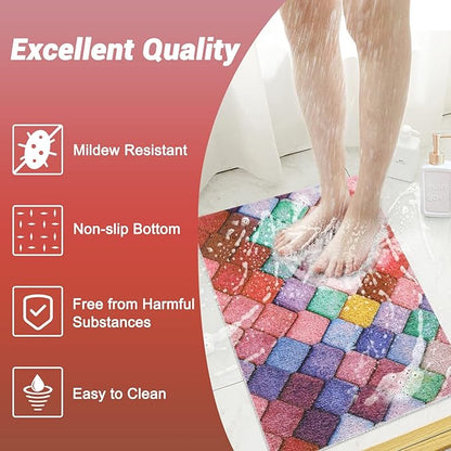Shower Mat Non-Slip, Soft Comfort Bath Mat with Drainage Holes, PVC Loofah Massage Bathtub Mat for Shower, Tub, Bathroom, Wet Areas, Quick Drying