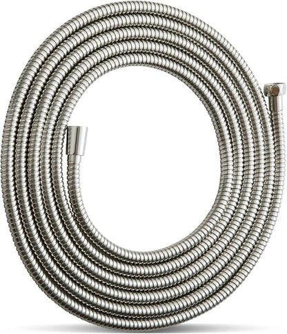 OFFO Shower Hose, 198 in Kink Free Stainless Steel Shower Hose Attachment Electroplating Handheld Shower Head Hose Flex Hoses Extension with Brass Insert & Nut for Pet Bathing Cleaning, Nickel Gray