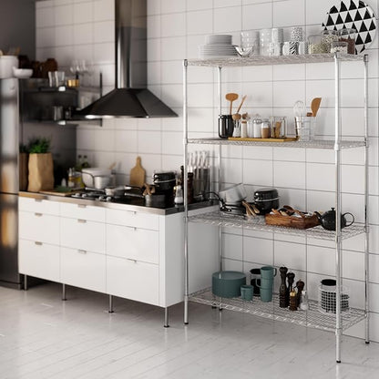 18" Deep x 48" Wide x 74" Height Wire Shelving Kit | 4-Tier | NSF Commercial Storage Rack Unit