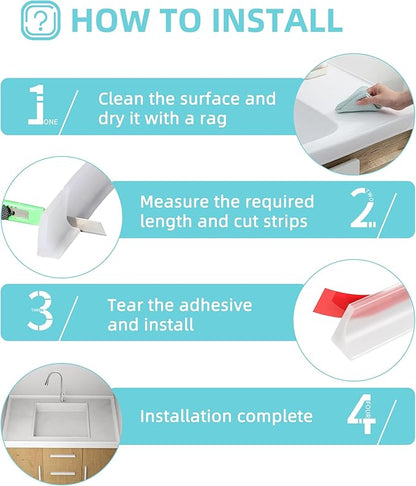 Shower Threshold Water Dam,Walk in Shower Water Guard, Shower Dam Water Barrier Bathroom Sink Splash for Dry And Wet Separation Caulk Seal Strip Edge Trim (39Inch, Transparent)