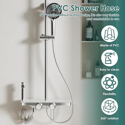 PVC Shower Hose，Explosion Proof Flexible Replacement Long Hose With Standard G1/2 Thread Connection for Home Hotel Motorhome（2m）