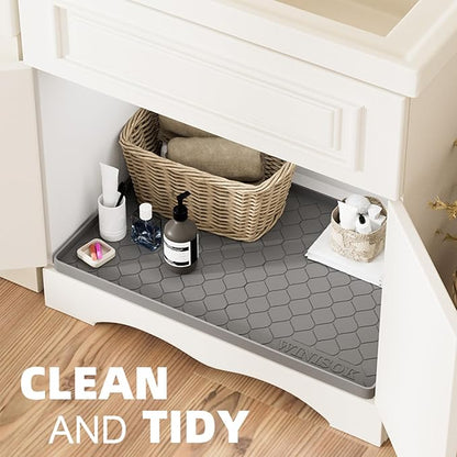 Silicone Under Sink Mat 31" x 22", kitchen Essentials and Gadgets, Shelf liner and Cabinet Protector, Home Organizers and Storage, Waterproof Bathroom Tray