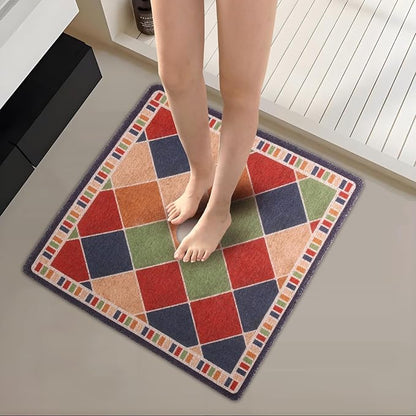 Square Shower Mat 23x23 Inch Non-Slip with Drain Hole, Shower Floor Mats for Bathroom, PVC Loofah Stall Mat, Secure Boho Bath Mats