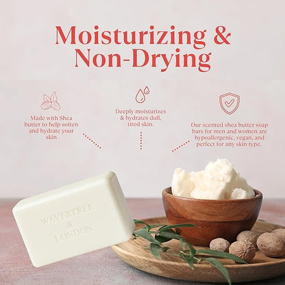 Wavertree & London Japanese Plum Scented Natural Soap (2 Bars), 7oz Moisturizing French Triple Milled Soap Bars enriched with shea butter - Pure Plant Based Bath & Body Bars for All Skin Types