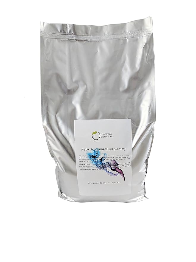 Greenway Biotech, Inc. Organic Epsom Salt USP for Body Bath & Foot Soak - Magnesium Sulfate Soaking for Refresh Body- 25 Pounds