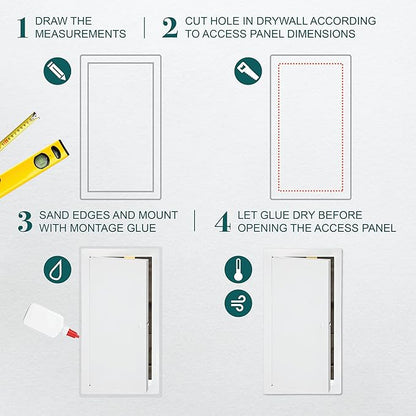 8" x 16" White Metal Access Panel. Service Shaft Door Panel. Plumbing, Electricity, Heating, Alarm Wall Access Panel for Drywall. Bathroom Services Access Hole Cover.