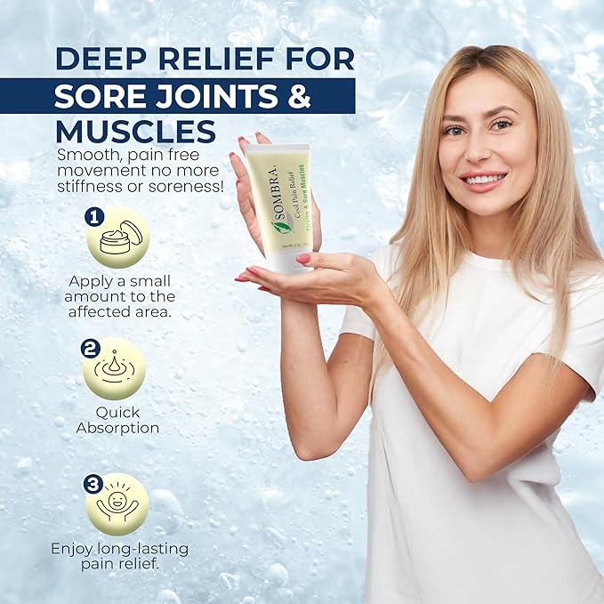 Sombra Cool Pain Relief Gel Cold Pain Relief for Swelling, Growing Pains, Soreness, Post-Workout, Vegan Formula Free of Artificial Fragrances, Dyes, NSAID, Wax, Petroleum, Alcohol - 3oz Flip-Top Tube