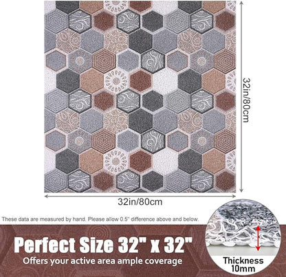 Shower Mat Bathtub Mat Non-Slip, 32x32 Inch, Soft Comfort Bath Mat with Drainage Holes, PVC Loofah Massage Bathmat for Shower, Tub, Bathroom, Wet Areas, Quick Drying
