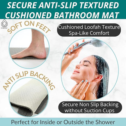 Anti Slip Shower Mat - Non Slip Shower Mats for Inside Shower - Large 47x24 Loofah Shower Floor Mat Non Slip - Bath Mat for Shower - Secure Mat Without Suction Cups (47x24 Gray)