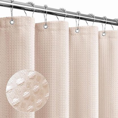 Gibelle Blush Pink Shower Curtain, Waffle Weave Textured Fabric Shower Curtain for Bathroom - Soft Cloth & Hotel Spa Luxury, Water Repellent, Machine Washable, 72X72, Blush Pink