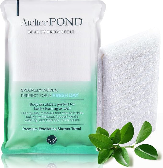 Korean Exfoliating Washcloth – Exfoliating Shower Towel Body Scrub Cloth for Deep Cleansing, Dead Skin Removal & Smooth Skin (Fresh Green – Deep Exfoliation)