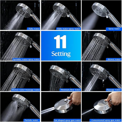 Filtered Shower Head with Handheld, adjustable water flow size, Multi-Mode Ion Drops Shower Head, equipped with 60 inch stainless steel hose and adjustable bracket