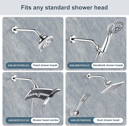 BRIGHT SHOWERS Shower Arm with Flange 10 Inches Solid Brass Shower Head Extension Arm, Wall Mounted Shower Pipe Arm for Rainfall Shower Head and Handheld Showerhead, Chrome