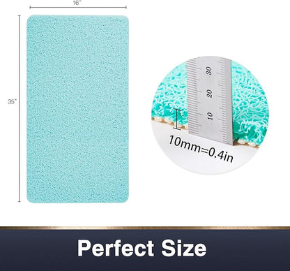 Asvin Soft Textured Bath, Shower, Tub Mat, 35x16 Inch, Phthalate Free, Non Slip Comfort Bathtub Mats with Drain, PVC Loofah Bathroom Mats for Wet Areas, Quick Drying