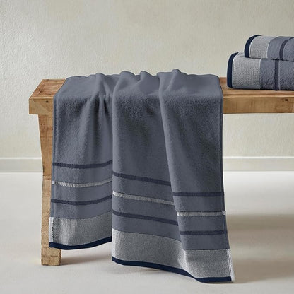 Great Bay Home Decorative Bath Towel Set - Luxury Cotton 4 Pack 54x27 Bath Towel Set - Luxurious, Ultra-Soft, Durable Towels for Bathroom Decor (Blue)