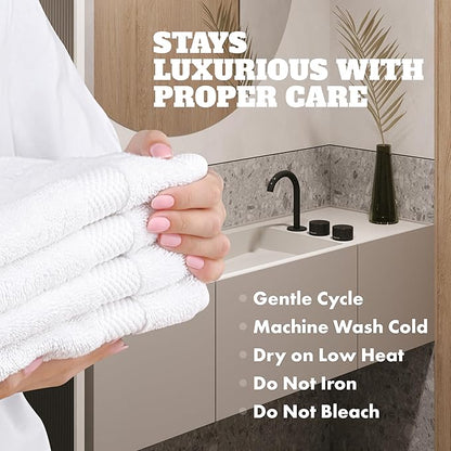 Wealuxe White Hand Towels for Bathroom [12 Pack] Cotton Hand Towel Bulk for Gym, Kitchen and Spa, 16x27 Inches Soft Highly Absorbent Quick Dry Terry Salon Towels