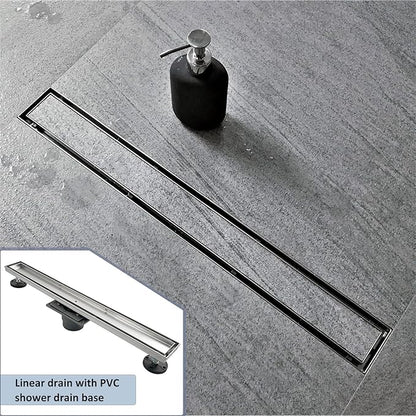 Neodrain 36-Inch Linear Shower Drain with Tile Insert Grate, Professional Brushed 304 Stainless Steel Rectangle Shower Floor Drain Manufacturer, Linear Drain with Shower Drain Base