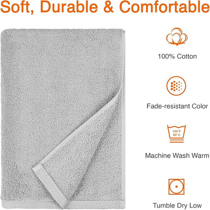 Amazon Basics 2 Piece Quick-Dry Oversize Bath Towel, 100% Cotton, Platinum, 54" x 30"