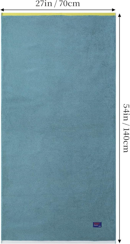 REDKISS 2 Pack 100% Cotton Bath Towels with Luxury Embellished Border Design, Oversized 27 x 54 Inches & 600 GSM Ultra Soft Bath Towel Set, Quick to Dry Towels for Bathroom, Gym, Spa, Hotel, Sky Blue