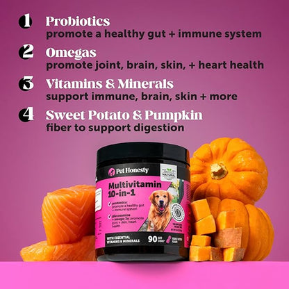 Dog Multivitamin Max Strength - 15 in 1 Vitamins for Health & Heart - Essentials Fish Oil, Glucosamine, Probiotics, Omega Fish Oil - Multivitamins Supplements for Skin and Coat