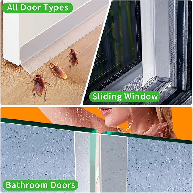 Weather Stripping Door Seal – 100% Silicone, 33ft Strong Adhesive, Flexible Sealing for Gaps & Drafts, Perfect for Energy Efficiency and Weatherproofing