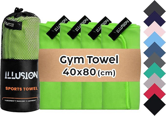 illusion Small Microfiber Gym Towels for Men and Women Active Sports (32" L x 16''W)-Lightweight Quick Dry Gym Towel for Sweat-Workout Towels Ideal for Yoga, Camping, Running, and Outdoor Activities