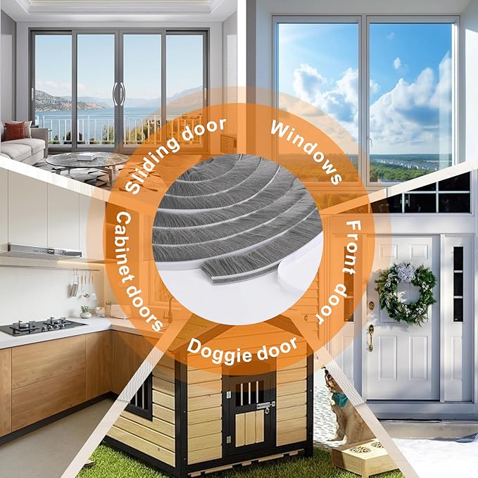 33.3FT Self-Adhesive Weather Stripping Seal for Door Frames and Sliding Windows, Weatherstripping for Soundproofing, Dustproof, Window Insulation for Winter, 0.35'' Wide x 0.9'' Thick, Grey