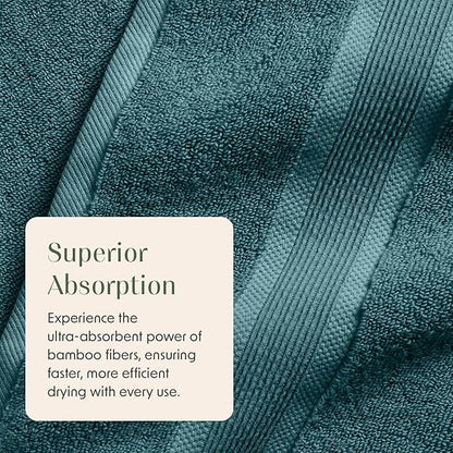 Springtree Home Luxury Viscose from Bamboo Bath Towel Set of 4 | 35% Viscose from Bamboo - 65% Cotton | Absorbent Quick-Dry Towels for Bathroom | Oeko-TEX Standard 100 Cotton | Deep Teal
