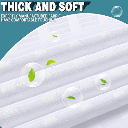 Conbo Mio Stall No Hook Shower Curtain with Snap in Liner Set, Hotel Luxury White Shower Curtains for Bathroom with See Through Top Window, Waterproof, Washable 36W x 74H