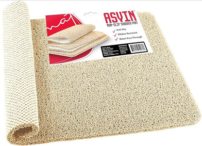 Asvin Soft Textured Bath, Shower, Tub Mat, 24x16 Inch, Phthalate Free, Non Slip Comfort Bathtub Mats with Drain, PVC Loofah Bathroom Mats for Wet Areas, Quick Drying