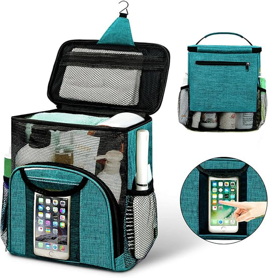 Attmu Mesh Shower Caddy Portable Dorm Tote Bag, Quick Dry Hanging Toiletry Bag, Large Capacity Shower Bag for College Dorm Room Essentials for Boys and Girls for Bath Camping (Peacock Green)