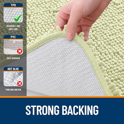 OLANLY Bathroom Rugs 24x16, Extra Soft Absorbent Chenille Bath Rugs, Rubber Backing Quick Dry, Machine Washable Bath Mats for Bathroom Floor, Tub and Shower, Home Decor Accessories, Vanilla