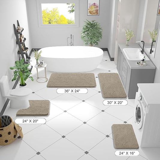 OLANLY Bathroom Rugs 30x20, Extra Soft Absorbent Chenille Bath Rugs, Rubber Backing Quick Dry, Machine Washable Bath Mats for Bathroom Floor, Tub and Shower, Home Decor Accessories, Warm Taupe