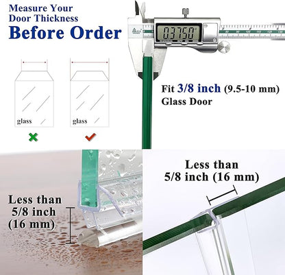Frameless Shower Door Seal Set 4 Pack x 39 Inch HDM Glass Shower Door Bottom Seal Side Seal Strip Door Sweep for 3/8" Glass Ultra-Clear Polycarbonate Stop Shower Leaks Create A Water Barrier