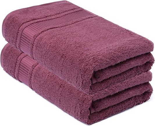 Melissa Linen Hand Towels, Set of 2, 100% Turkish Cotton Face Hand Towels for Bathroom, 20 in x 35 in, Absorbent, Quick Dry, Spa and Hotel Quality Bathroom Towels, Dark Reddish Purple